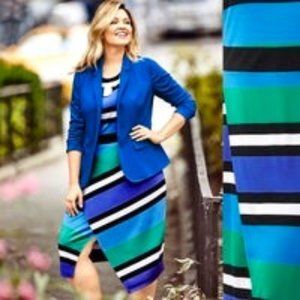 Lane Bryant Striped Maxi Dress with split slit